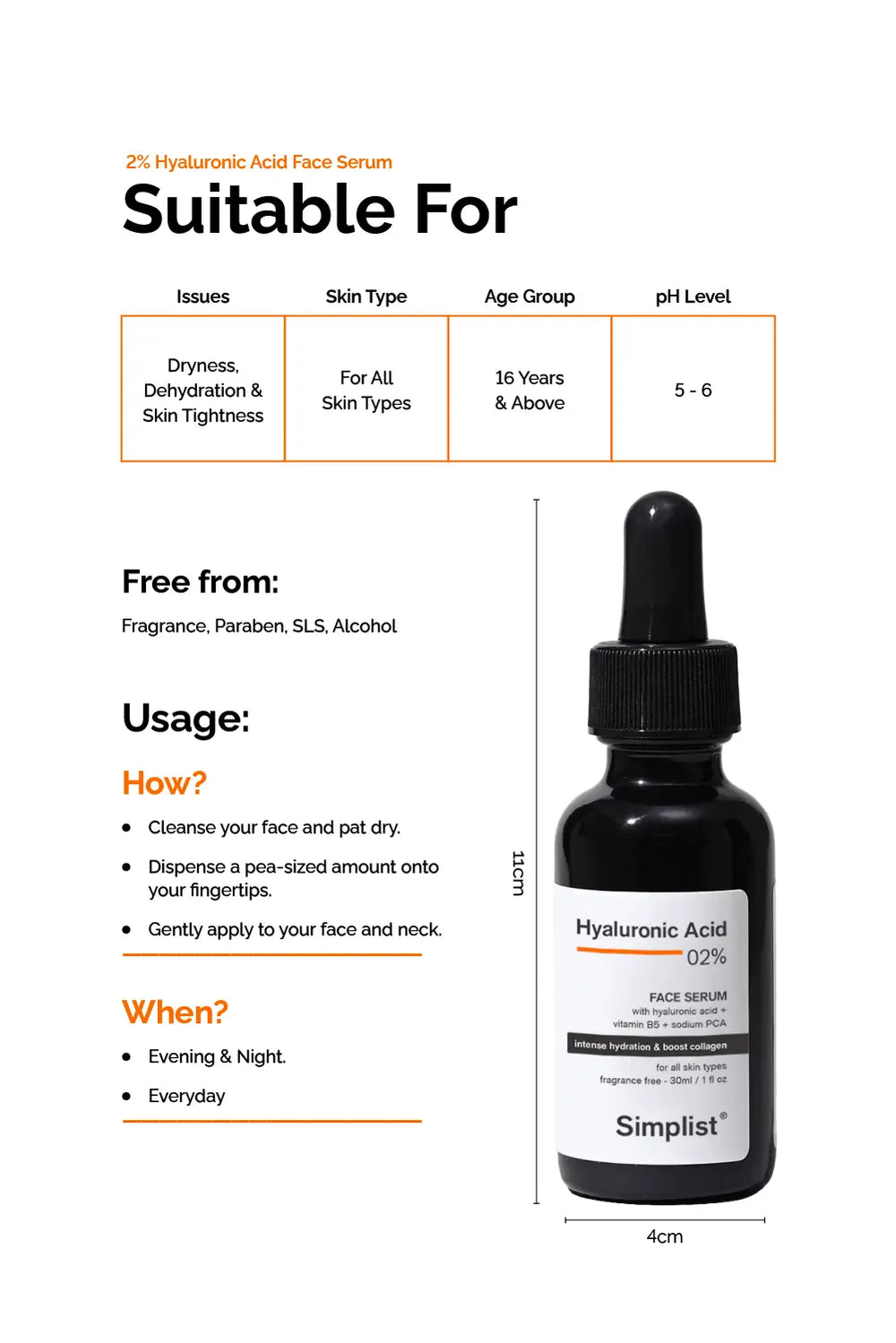 Hyaluronic Acid 02% Face Serum Simplist
