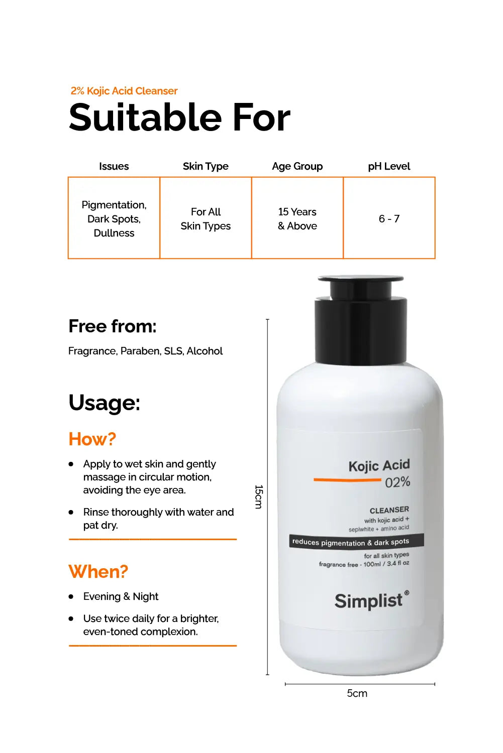 Kojic Acid 2% Gel Foaming Cleanser Simplist