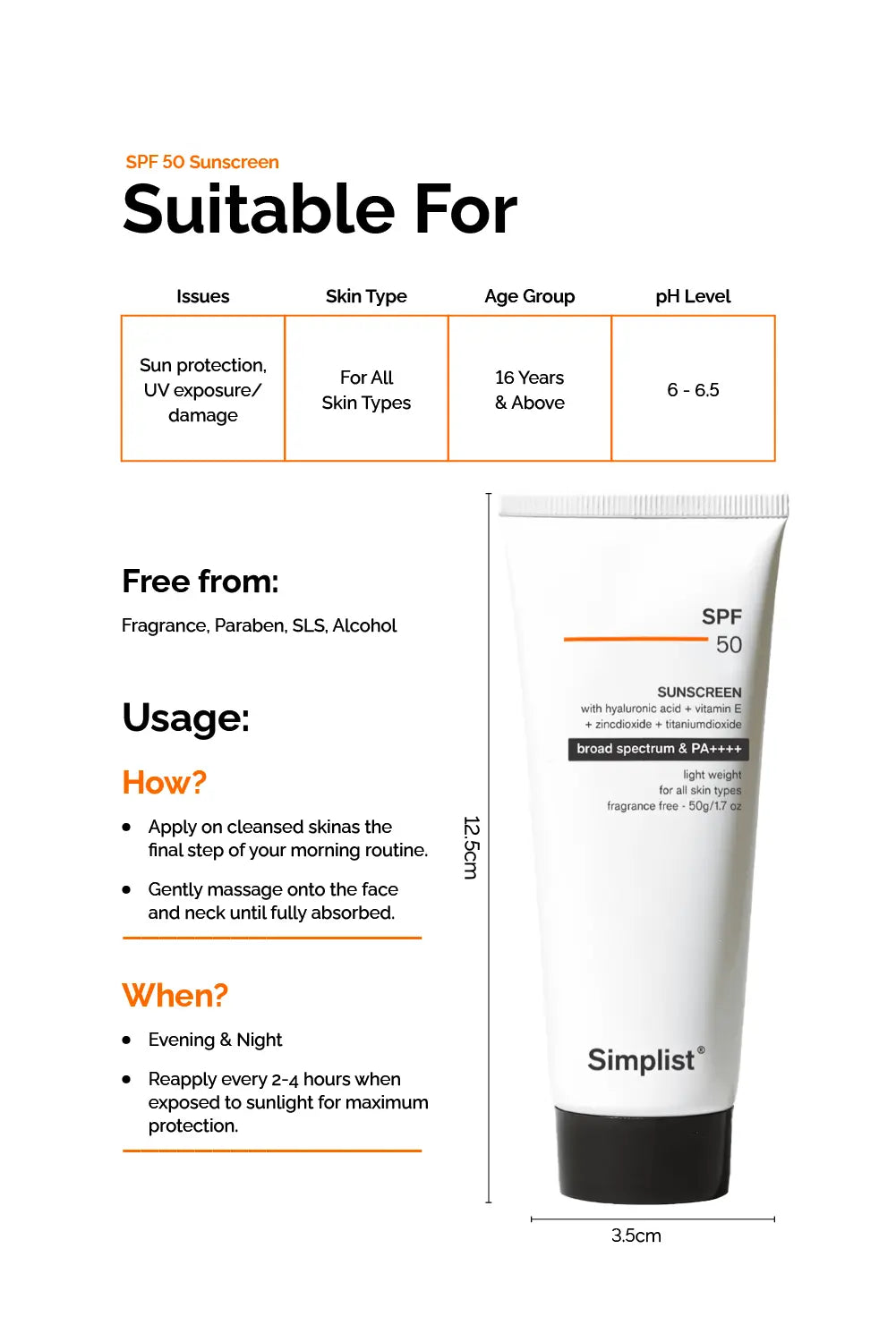 SPF 50 Sunscreen (Lightweight & No White Cast) Simplist