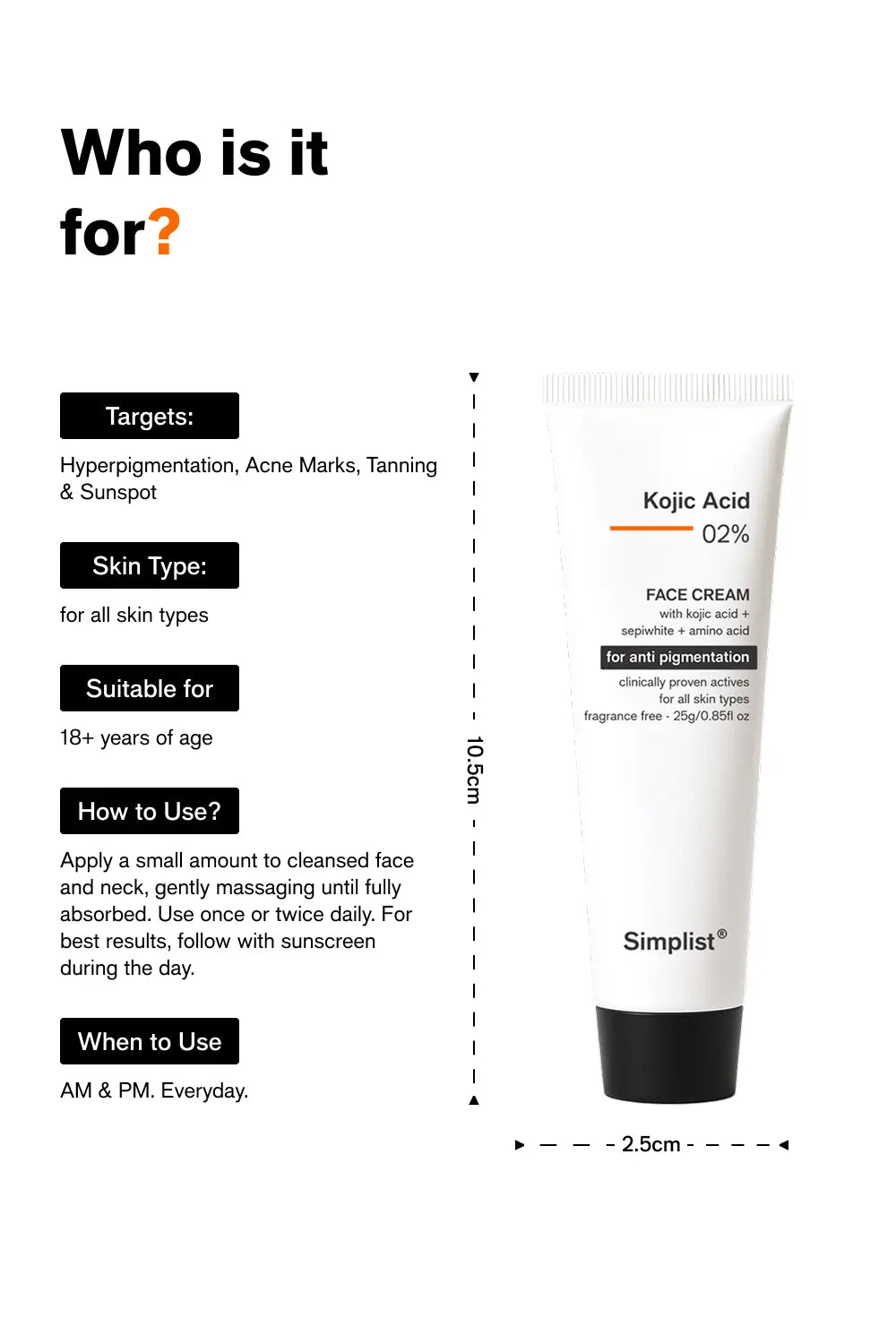 Kojic Acid 2% Face Cream Simplist