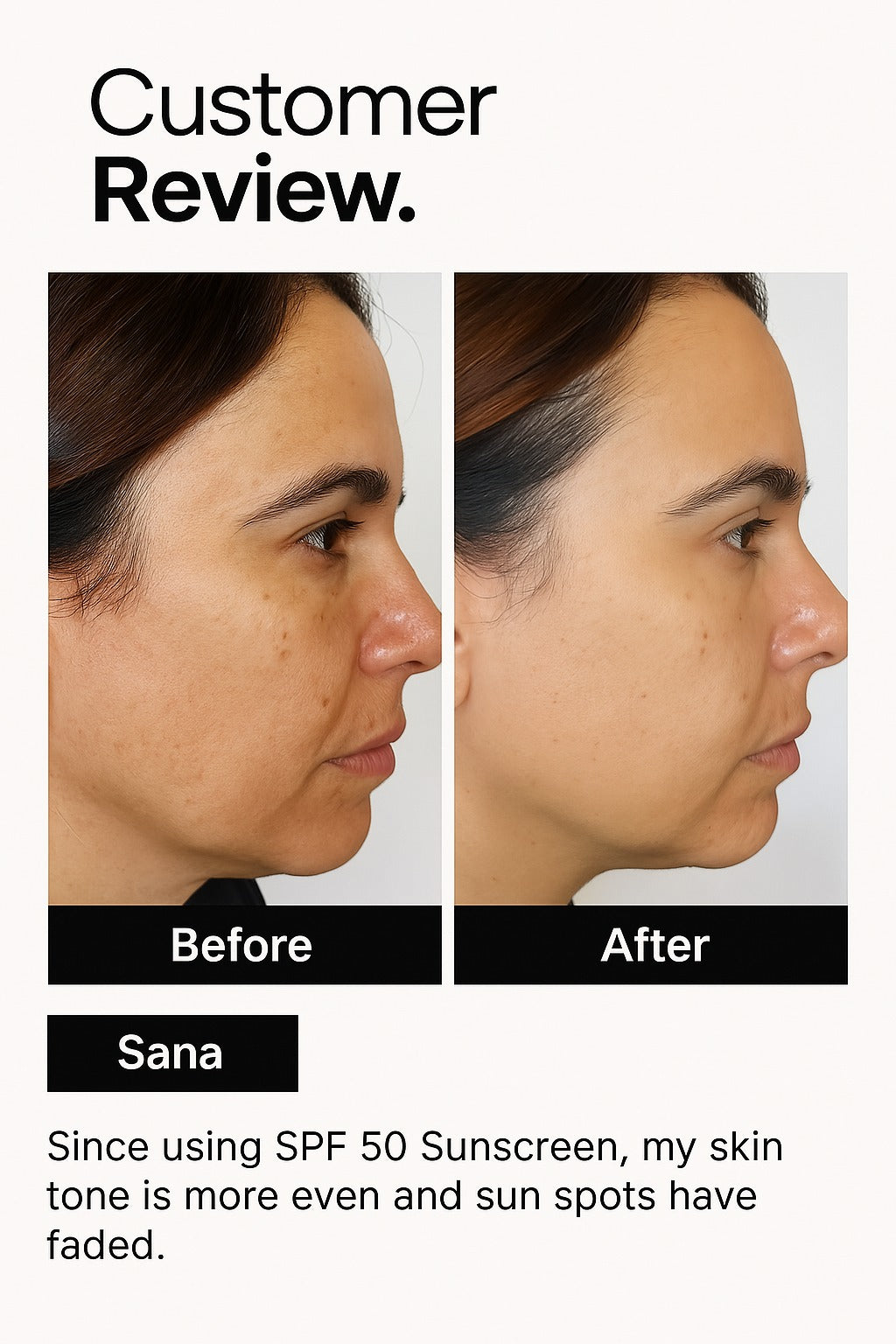 SPF 50 Sunscreen (Lightweight) before after