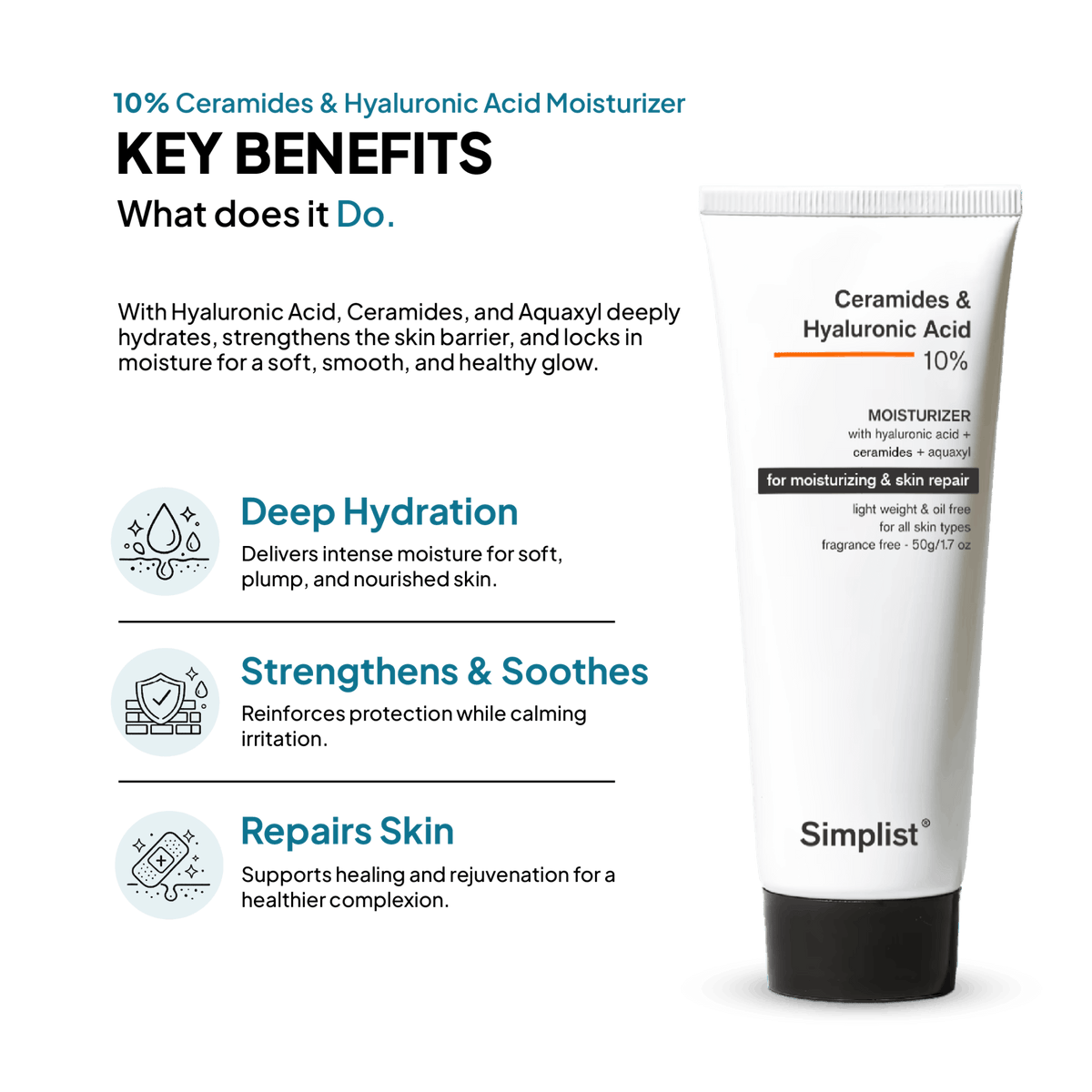 Ceramides & Hyaluronic Acid Moisturizer - Combo - Simplist