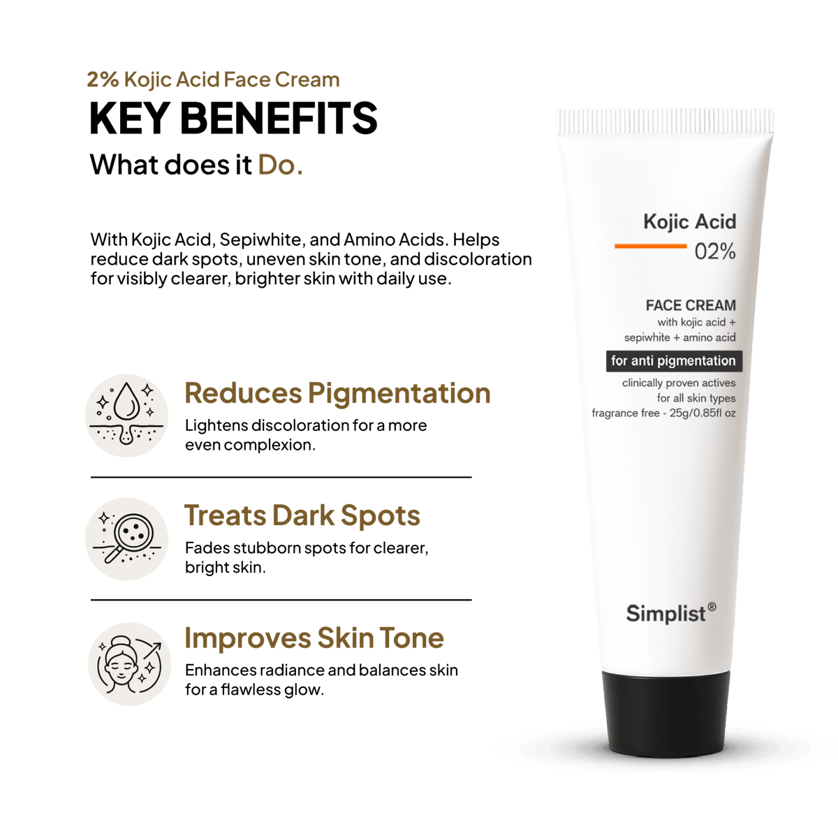 Kojic Acid 2% Face Cream - Simplist
