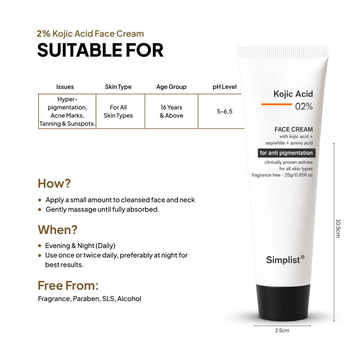 Kojic Acid 2% Face Cream - Simplist